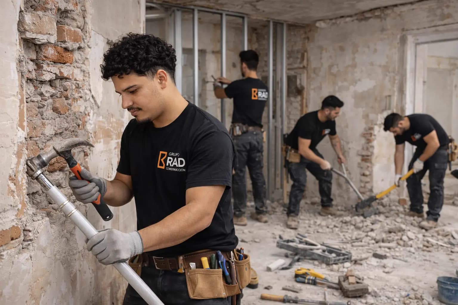 Equipo técnico de Grupo RAD Construcción trabajando en reforma interior